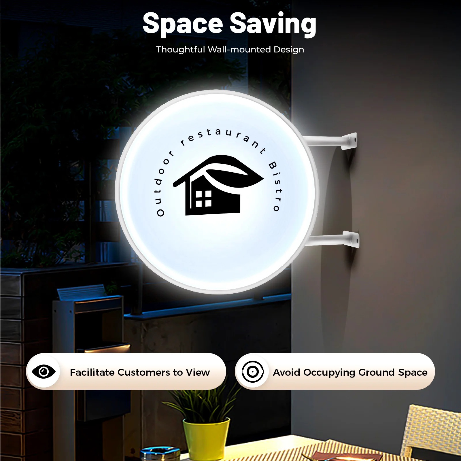 50см. Кръгла LED Светлинна Кутия за Табели – Водоустойчива Рекламна Прожекционна Светлинна Кутия с Две Страни