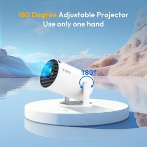 Компактен проектор с Android 11, Dual Wifi6, 260 ANSI лумена яркост, локална 1280X720P HD резолюция, 4K съвместимост, тиха работа, лесна употреба с една ръка и универсален 180° ъгъл на проекция, идеален за домашно кино ledprojectors