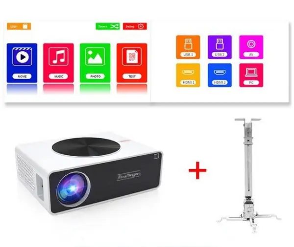 TouYinger JR LCD видео проектор за домашно кино 1080P Full HD 6800 лумена+Поставка TouYinger JR LCD видео проектор за домашно кино 1080P Full HD 6800 лумена+Поставка ledprojectors TouYinger JR LCD видео проектор за домашно кино 1080P Full HD 6800 лумена+Поставка ledprojectors