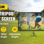 VEVOR 60 70 80 90 100 110-инчов екран за триножник със стойка 16:9 4K HD Преносимо домашно кино за прожектиране на закрито и на открито